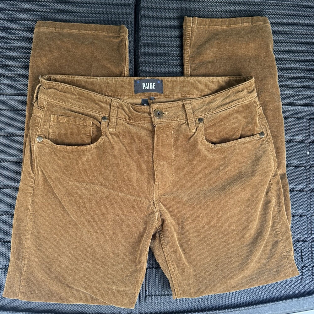 PAIGE Federal Slim Straight Corduroy Cropped Pants Women’s 30 Golden Sunset
